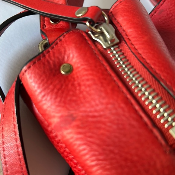 AUTHENTIC MAIDSTONE TOTE LEATHER AND HOUSE CHECK CANVAS RED BURBERRY - Picture 9 of 16